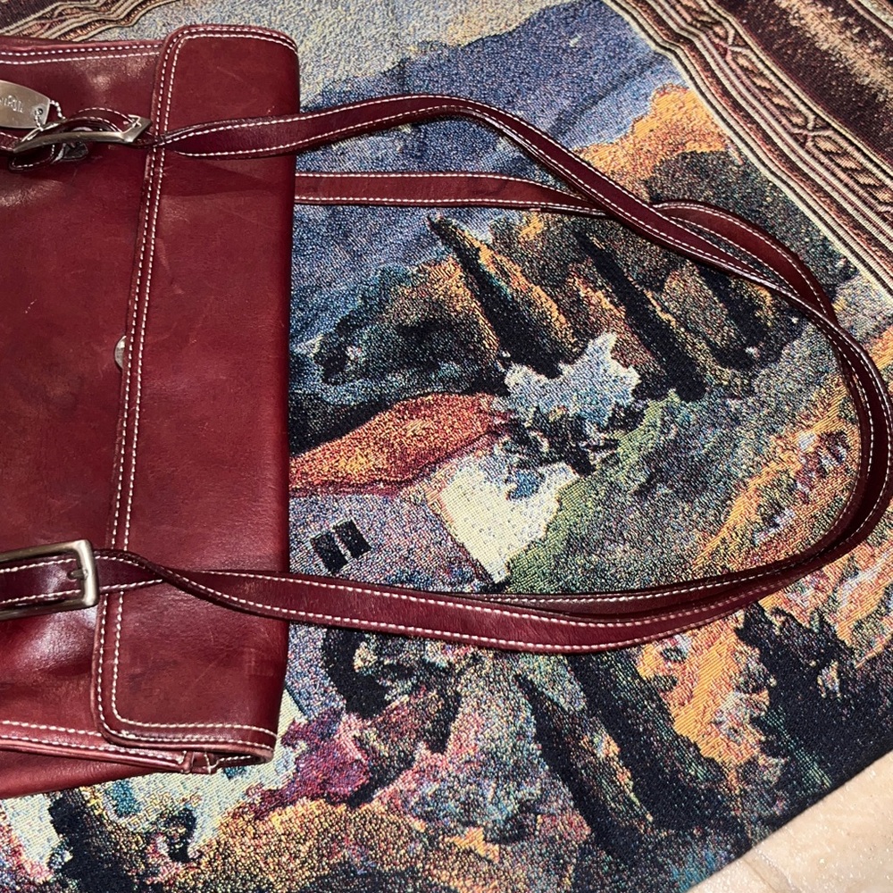 Tignanello BROWN Leather Shoulder Bag with Buckle Accents - Picture 11 of 11